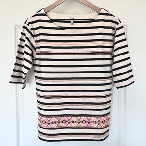J.Crew Neon Embroidered Breton Top, S